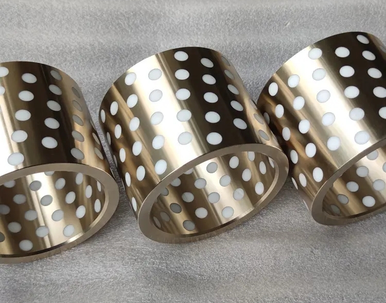 Zcual10fe5ni5 Aluminium Bronze bertatahkan dengan galas PTFE: galas lubricating diri tahan terhadap semburan garam dan kakisan air laut